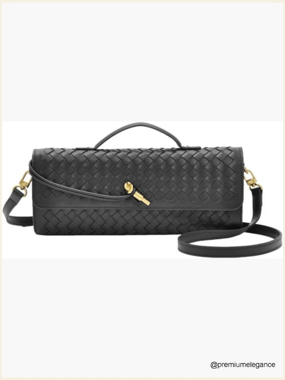 Woven Vegan Leather Shoulder Bag 3-in-1 Clutch Crossbody Handbag
